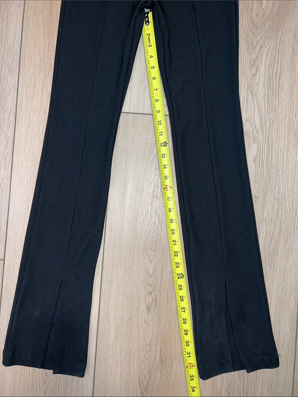Zara Black High-Waisted Ribbed Flare Leggings with Front Split-hems - Picture 11 of 15
